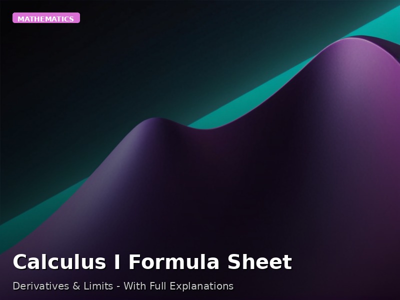 Calculus I Formula Sheet
